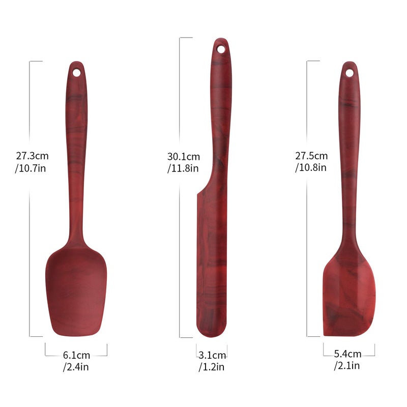 DOSMAMZ 3PACK Silicone Spatula Set  BPA-Free 600F High Temperature resistance  One-piece Seamless Design  Non -Stick Kitchen Spatulas for Cooking  Baking and Mixing  with Patented Marble Pattern - Image 2